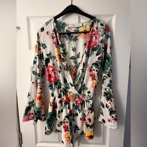 Vintage Havana- Floral Wrap skort with Bell Sleeves